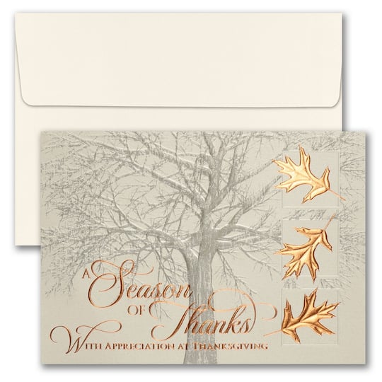 JAM Paper Blank Copper Thanksgiving Thank You Cards &#x26; Envelopes Set, 25ct. 